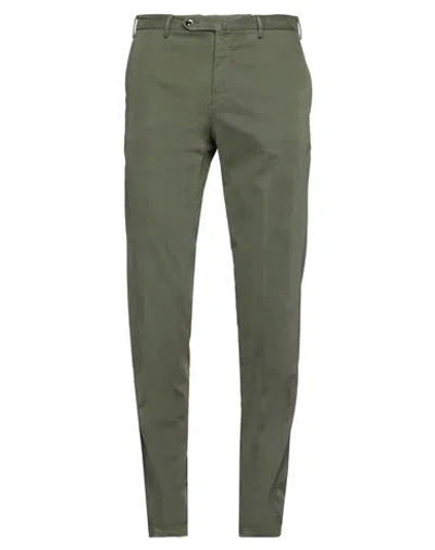 Pt Torino Man Pants Military Green Size 36 Cotton, Cashmere, Elastane