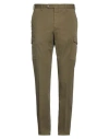 Pt Torino Man Pants Military Green Size 42 Cotton, Linen, Elastane In Green
