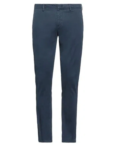 Pt Torino Man Pants Navy Size 34 Cotton, Elastane In Navy Blue
