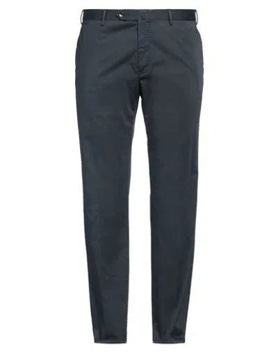 Pt Torino Man Pants Navy Size 40 Cotton, Elastane In Navy Blue