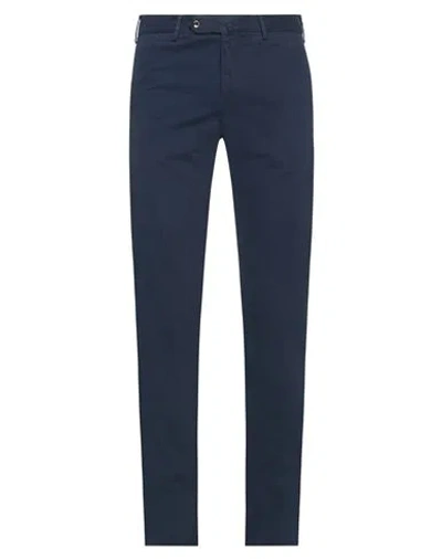 Pt Torino Man Pants Navy Size 40 Modal, Cotton, Elastane In Navy Blue