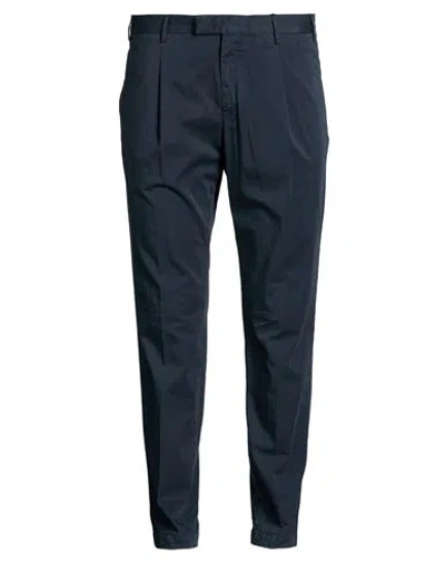 Pt Torino Man Pants Navy Size 38 Cotton, Silk, Elastane In Blue