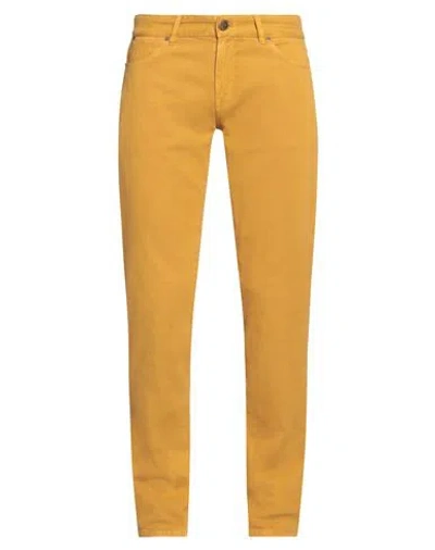 Pt Torino Man Pants Ocher Size 34 Cotton, Elastane In Yellow