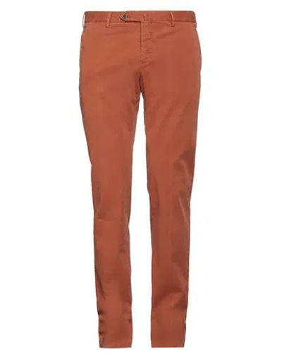 Pt Torino Man Pants Orange Size 38 Cotton, Elastane
