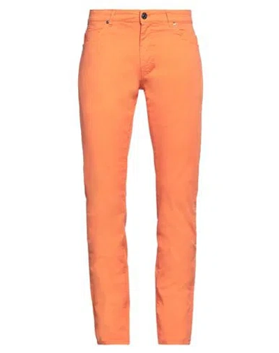 Pt Torino Man Pants Orange Size 40 Cotton, Elastane