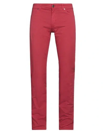 Pt Torino Man Pants Red Size 35 Cotton, Elastane