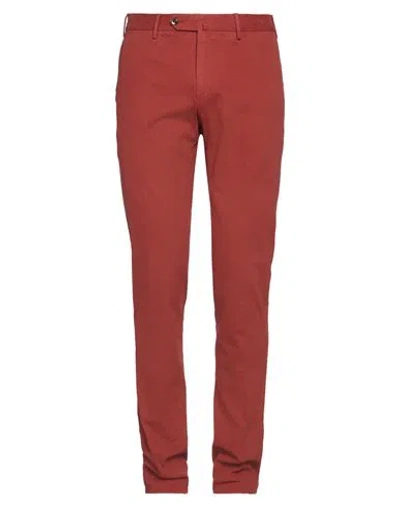 Pt Torino Man Pants Rust Size 34 Cotton, Elastane In Red