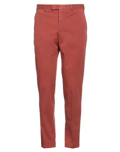 Pt Torino Man Pants Rust Size 36 Cotton, Elastane In Red