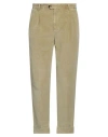 Pt Torino Man Pants Military Green Size 42 Cotton, Linen, Elastane In Sage Green