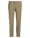 Pt Torino Man Pants Military Green Size 42 Cotton, Linen, Elastane In Sage Green