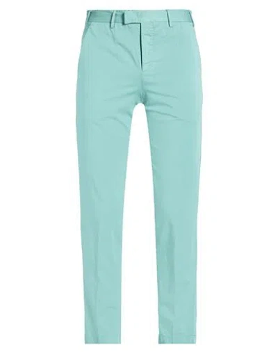 Pt Torino Man Pants Sage Green Size 40 Cotton, Silk, Elastane In Blue