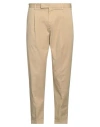 Pt Torino Man Pants Sand Size 38 Cotton, Linen, Elastane In Beige