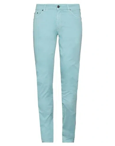 Pt Torino Man Pants Sky Blue Size 34 Cotton, Lyocell, Elastane In Blue