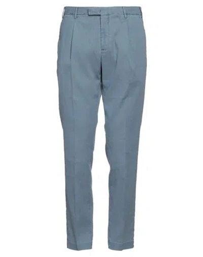 Pt Torino Man Pants Slate Blue Size 40 Linen, Cotton, Elastane