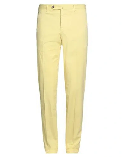Pt Torino Man Pants Yellow Size 40 Cotton, Elastane
