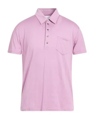 Pt Torino Man Polo Shirt Lilac Size 42 Cotton, Silk In Pink