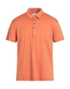 Pt Torino Man Polo Shirt Orange Size 40 Cotton, Silk