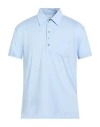 Pt Torino Man Polo Shirt Sky Blue Size 40 Cotton, Silk In Blue