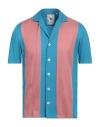 Pt Torino Man Shirt Azure Size 17 Viscose In Blue