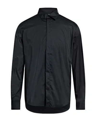 Pt Torino Man Shirt Black Size 16 Cotton, Nylon, Elastane