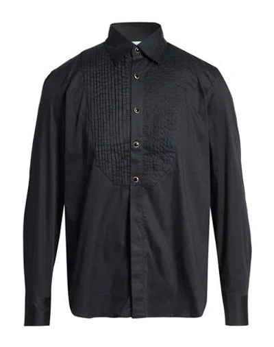 Pt Torino Man Shirt Black Size 16 Cotton, Nylon, Elastane