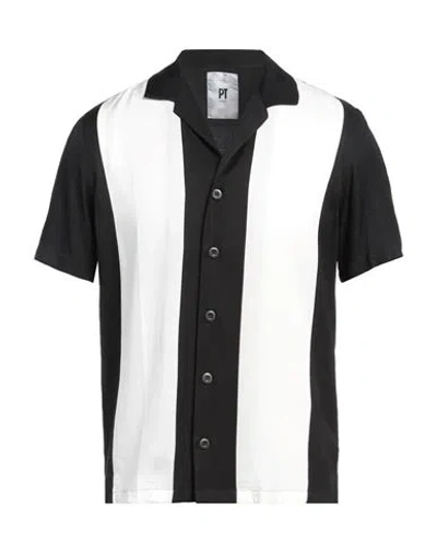Pt Torino Man Shirt Black Size 17 Viscose