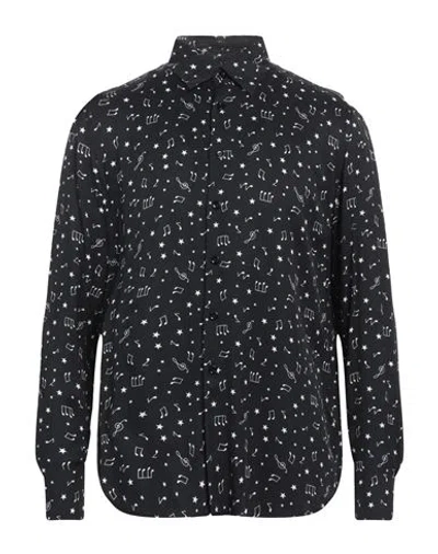 Pt Torino Man Shirt Black Size 17 Viscose