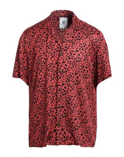 Pt Torino Man Shirt Brick Size 16 ½ Viscose In Red