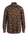 Pt Torino Man Shirt Brown Size 17 Viscose In Brown