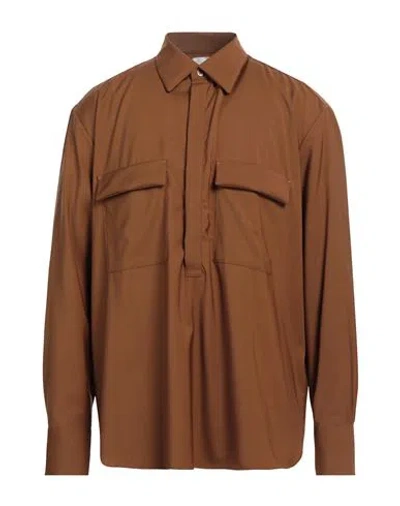 Pt Torino Man Shirt Brown Size 17 Virgin Wool
