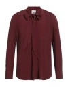Pt Torino Man Shirt Burgundy Size 15 ¾ Acetate, Silk In Red
