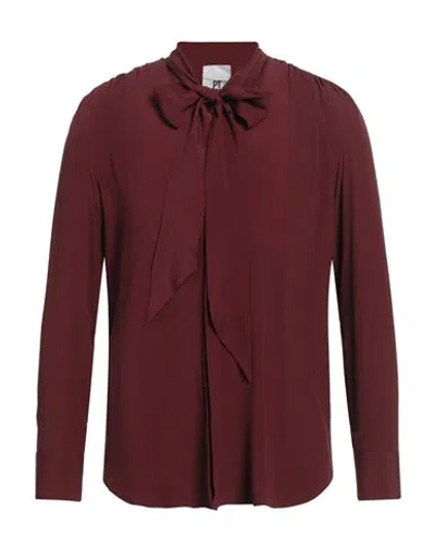 Pt Torino Man Shirt Burgundy Size 15 ¾ Acetate, Silk In Red