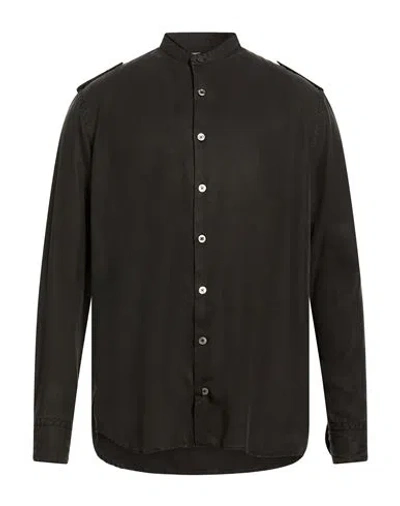 Pt Torino Man Shirt Charcoal Size 16 Lyocell In Black