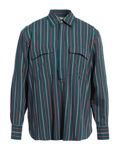 Pt Torino Man Shirt Deep Teal Size 16 ½ Viscose, Polyamide In Green