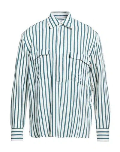 Pt Torino Man Shirt Deep Teal Size 16 ½ Viscose, Silk In Green