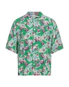 Pt Torino Shirt In Viscose And Linen Blend With Floral Print In Green