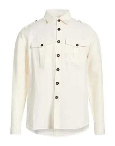 Pt Torino Man Shirt Ivory Size 15 ¾ Linen, Cotton In Neutral