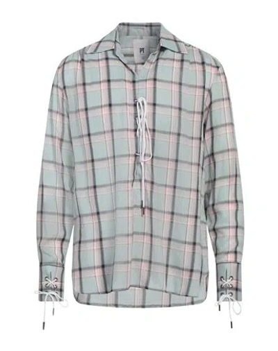 Pt Torino Man Shirt Light Green Size 15 ½ Cotton In Multi