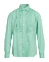 Pt Torino Green Cotton Shirt With Rouches In Green