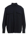 Pt Torino Man Shirt Midnight Blue Size 16 Virgin Wool In Blue