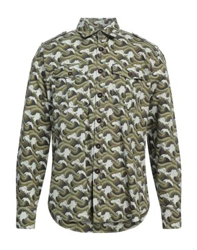 Pt Torino Man Shirt Military Green Size 17 Cotton
