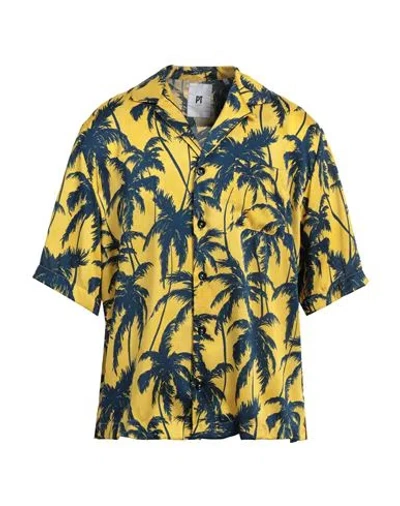 Pt Torino Man Shirt Ocher Size 16 Polyester In Yellow
