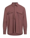 Pt Torino Man Shirt Chocolate Brown Size 17 Virgin Wool In Pink