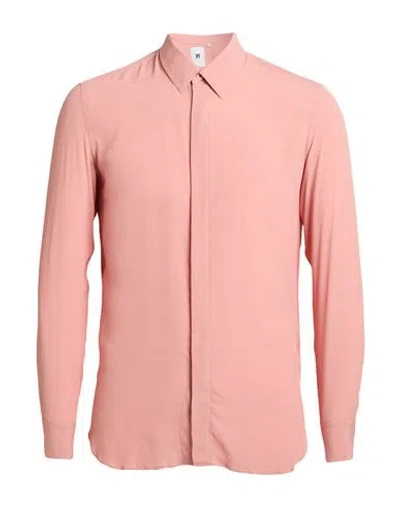 Pt Torino Man Shirt Salmon Pink Size 14 ½ Acetate, Silk