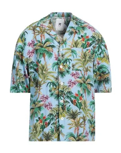 Pt Torino Man Shirt Sky Blue Size 15 ¾ Viscose, Linen