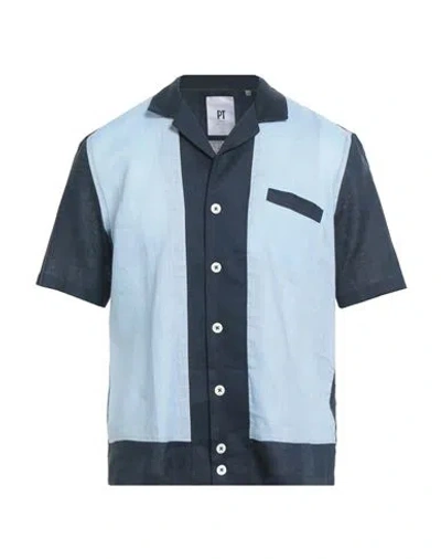 Pt Torino Man Shirt Sky Blue Size 16 ½ Linen