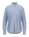 Pt Torino Man Shirt Slate Blue Size 17 Cotton In Blue