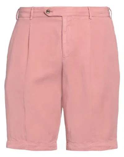 Pt Torino Man Shorts & Bermuda Shorts Antique Rose Size 34 Lyocell, Linen, Cotton In Pink