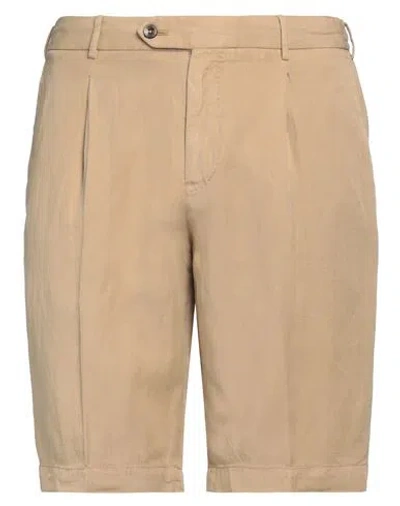Pt Torino Man Shorts & Bermuda Shorts Beige Size 34 Lyocell, Linen, Cotton In Beige
