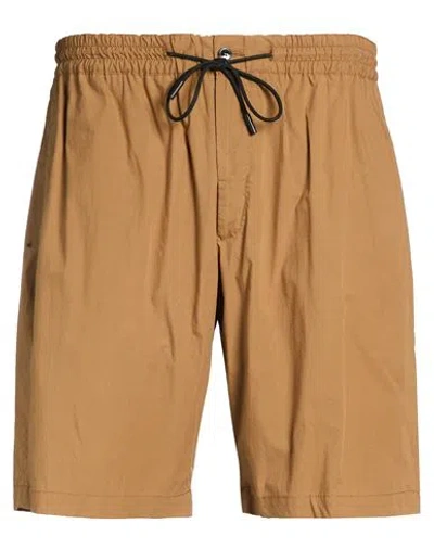 Pt Torino Man Shorts & Bermuda Shorts Camel Size 40 Cotton, Elastane In Brown